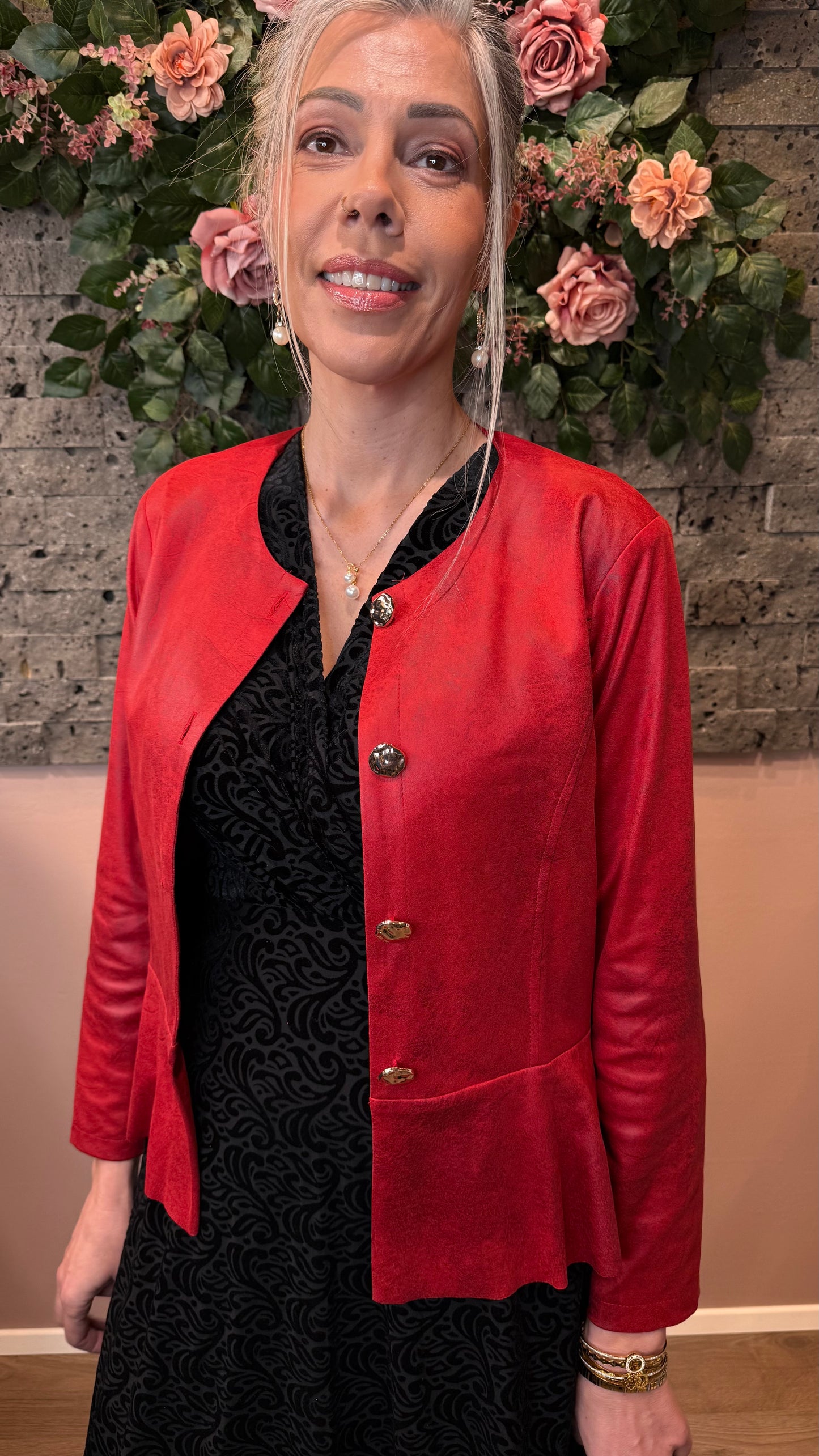 Vegan rúskinn jakki rauður