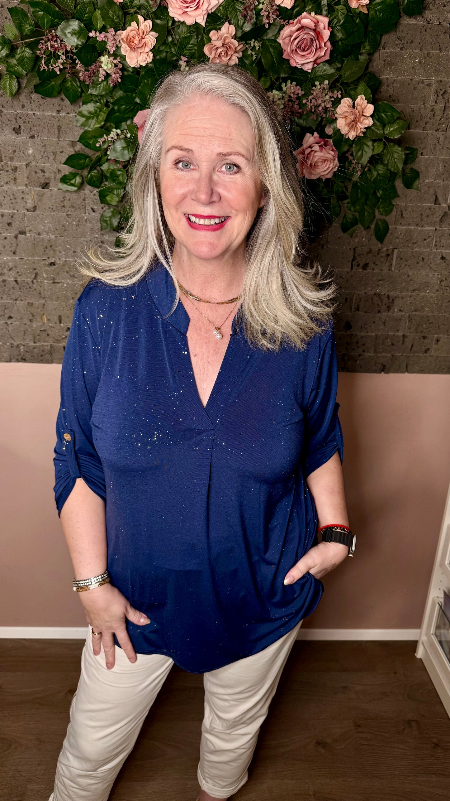 Mæju bolur með glimmer.