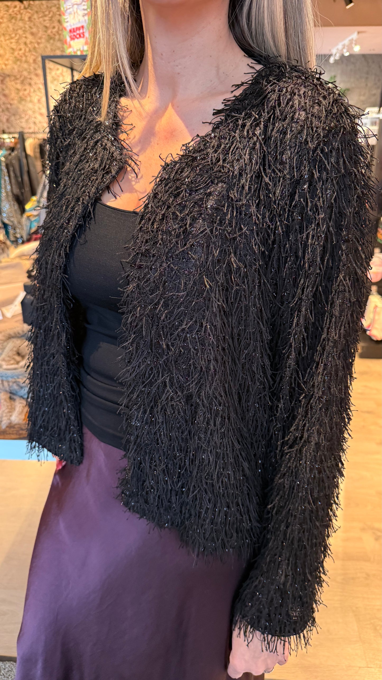 Sparilegur jakki með kögri