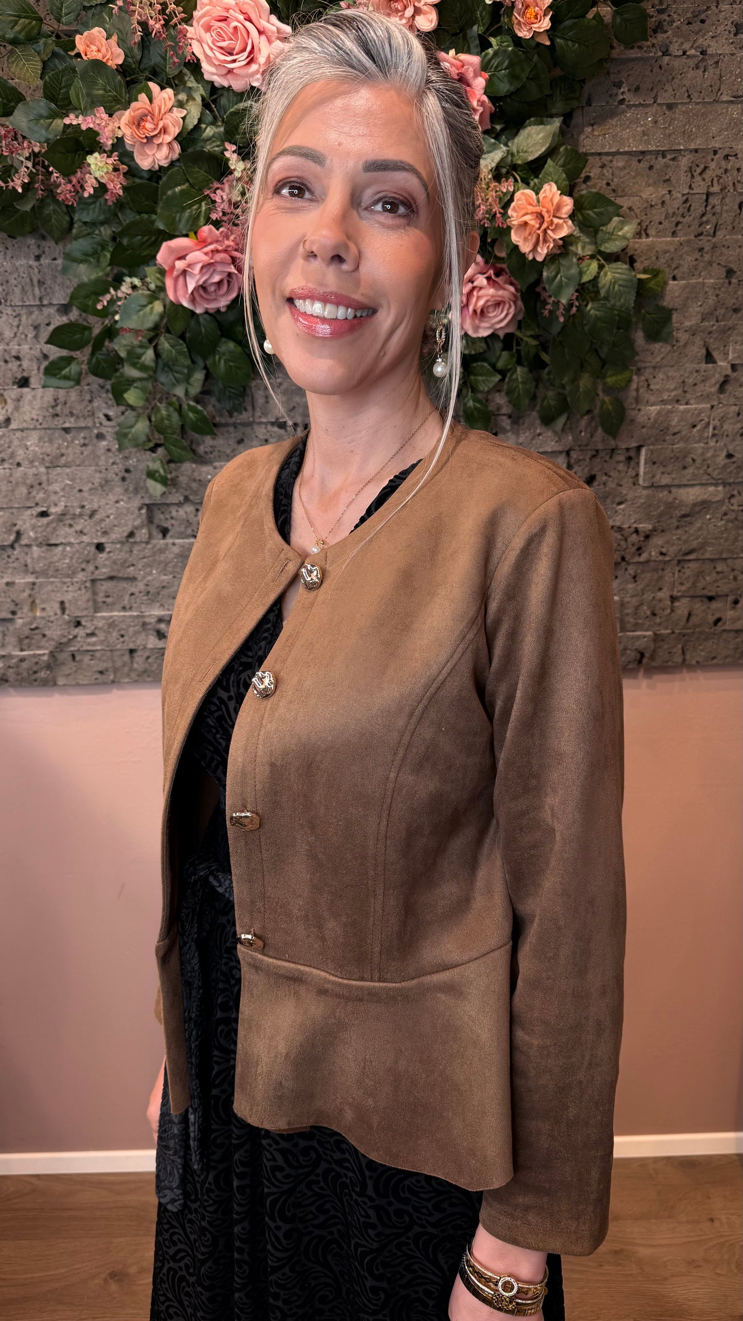 Vegan rúskinn jakki brúnn