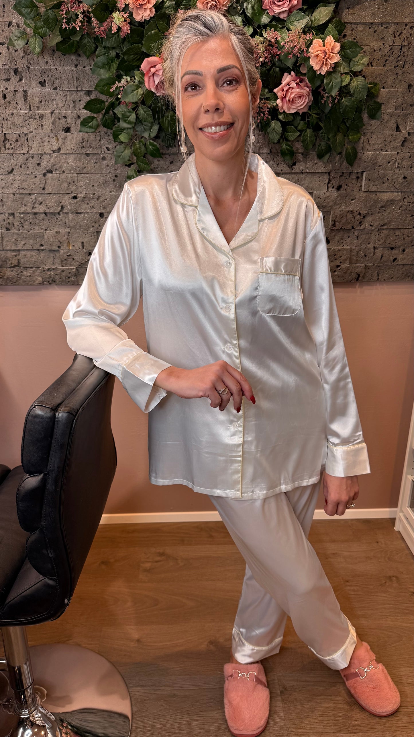 Satin náttföt einlit