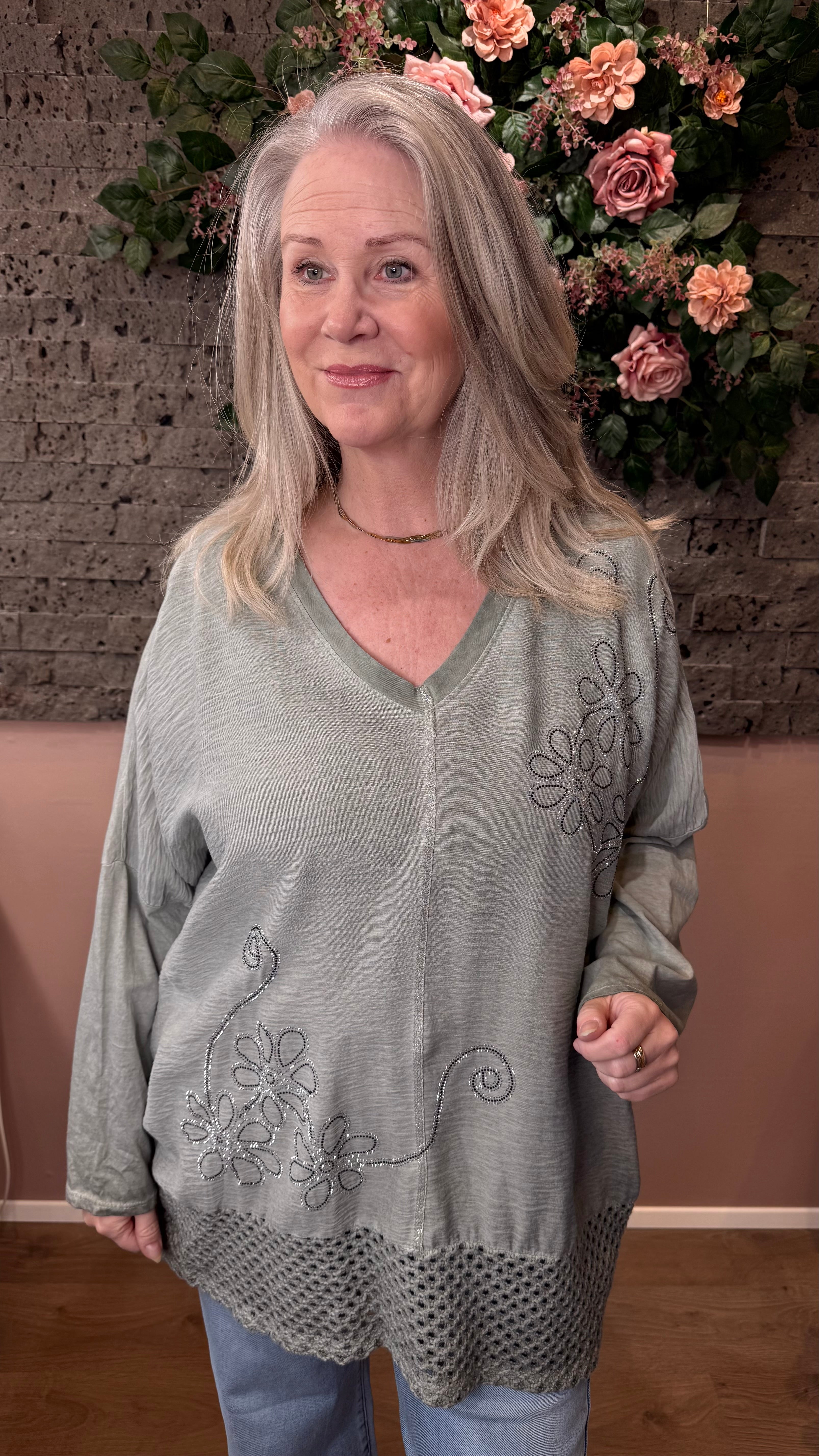 Bómullar túnika með glimmeri