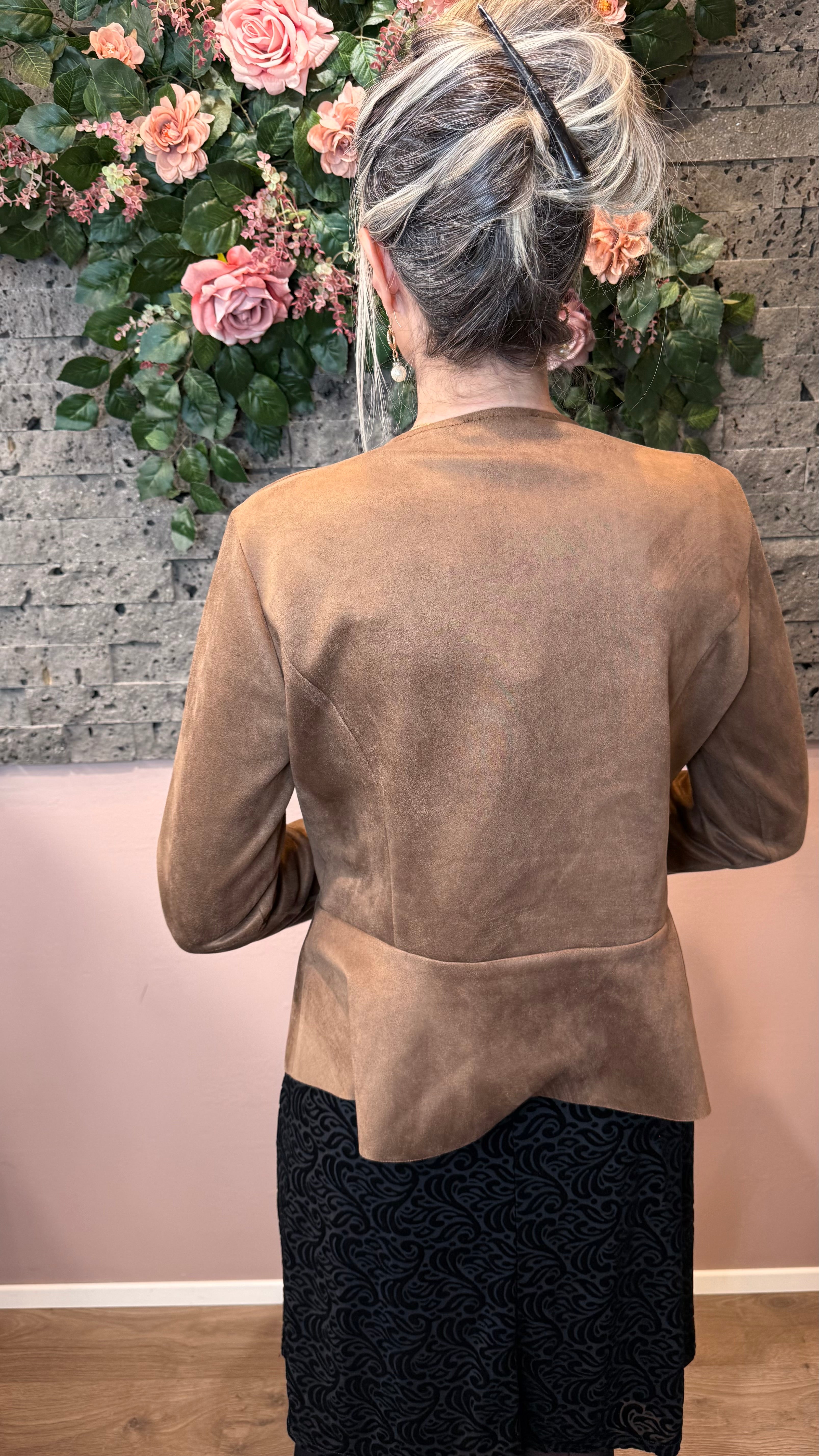 Vegan rúskinn jakki brúnn