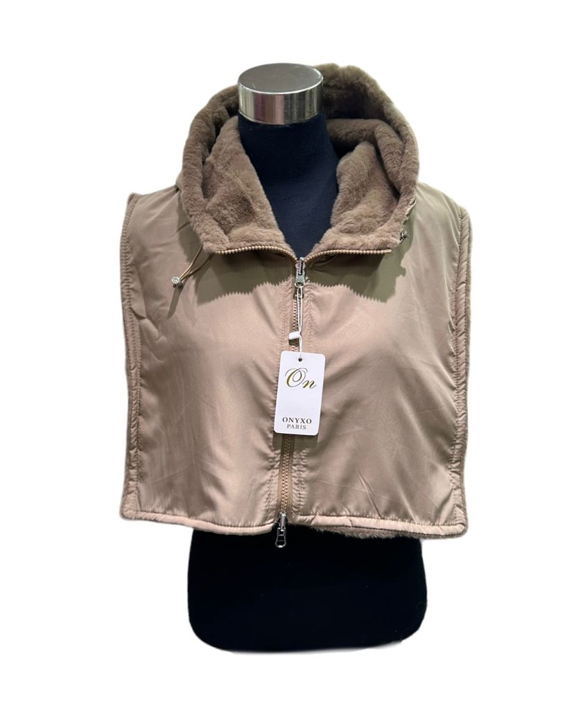 Loð kragi með hettu