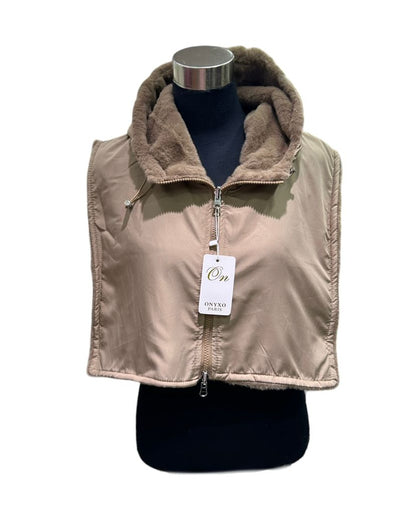 Loð kragi með hettu