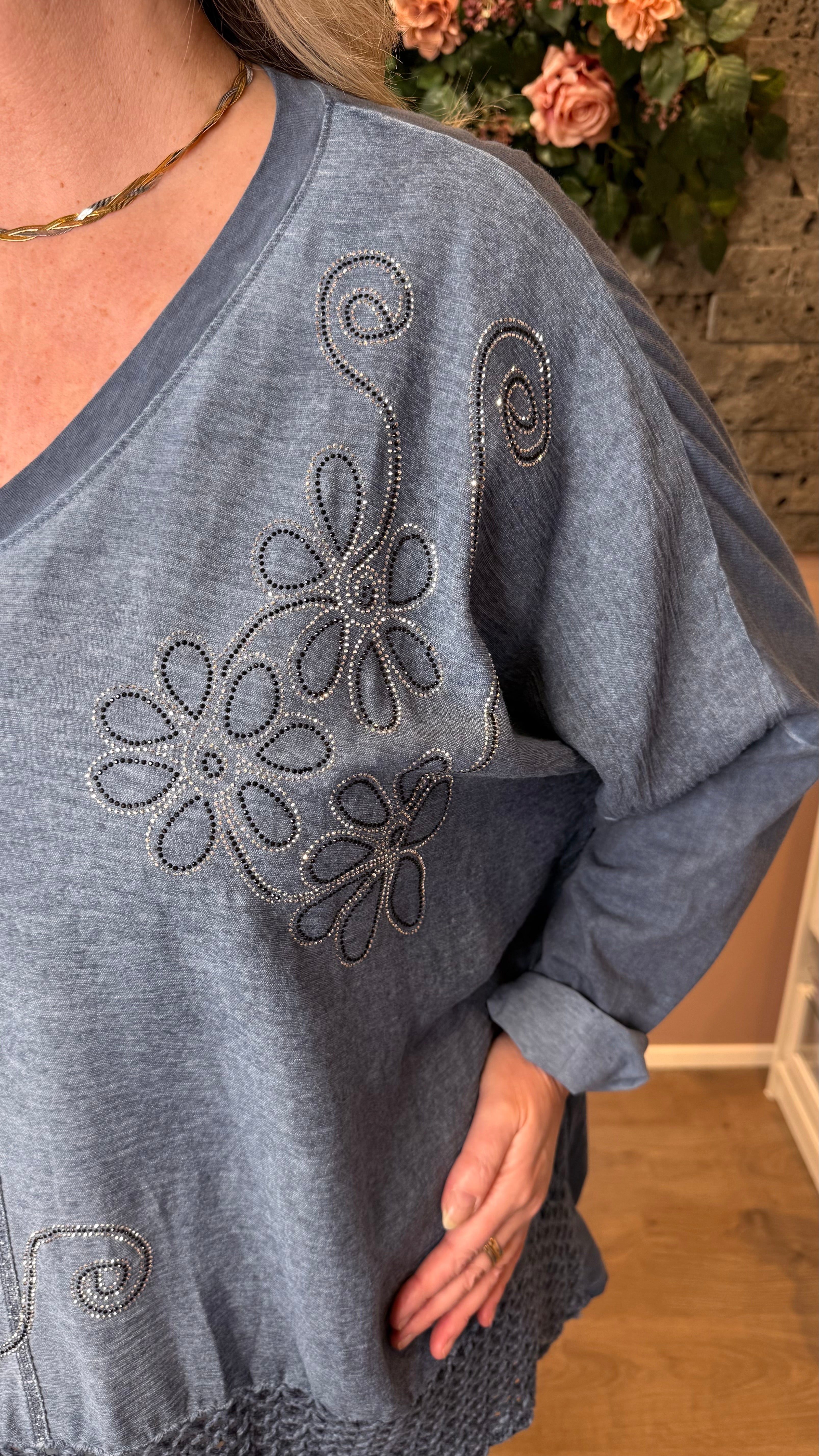 Bómullar túnika með glimmeri