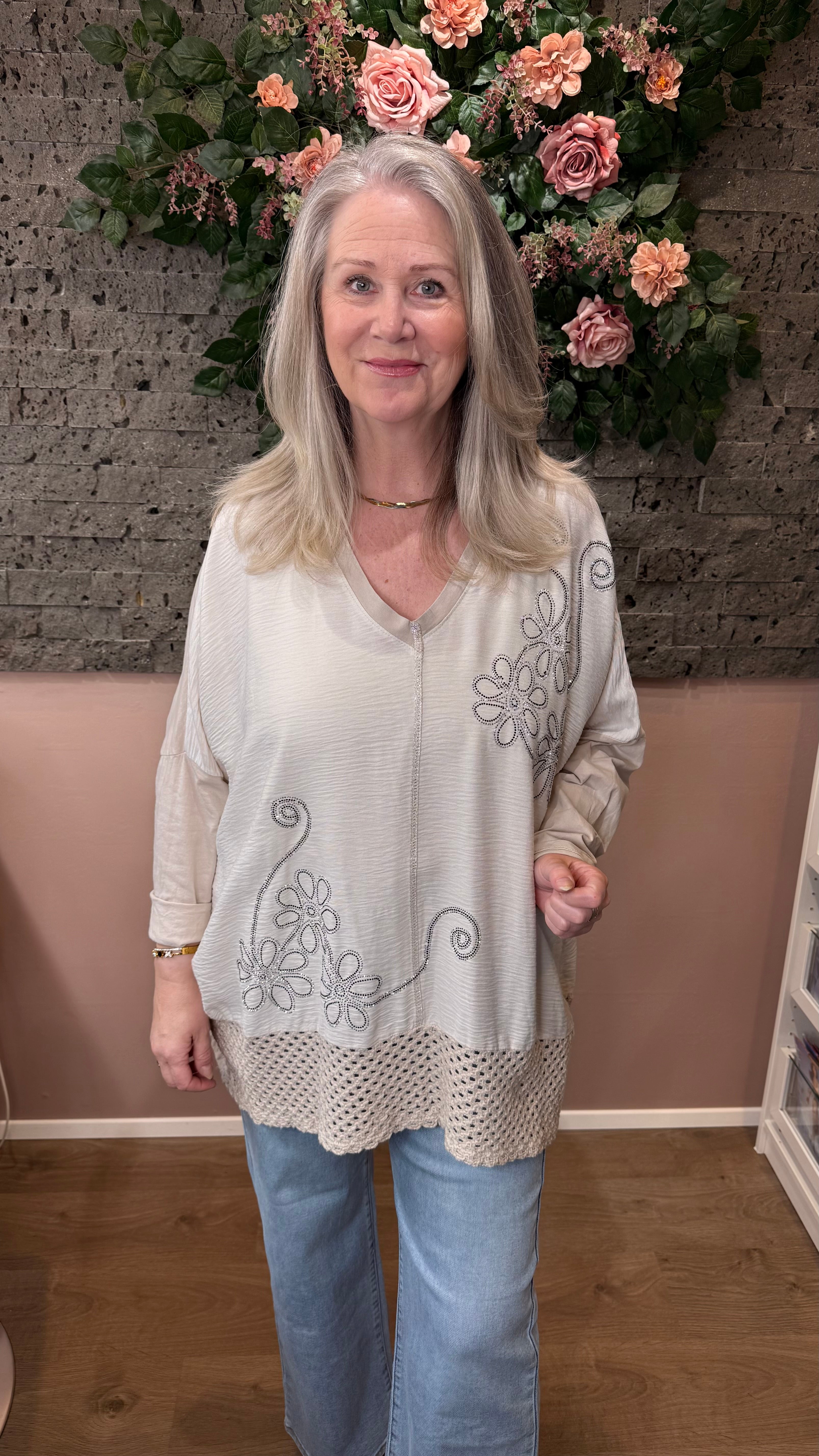 Bómullar túnika með glimmeri