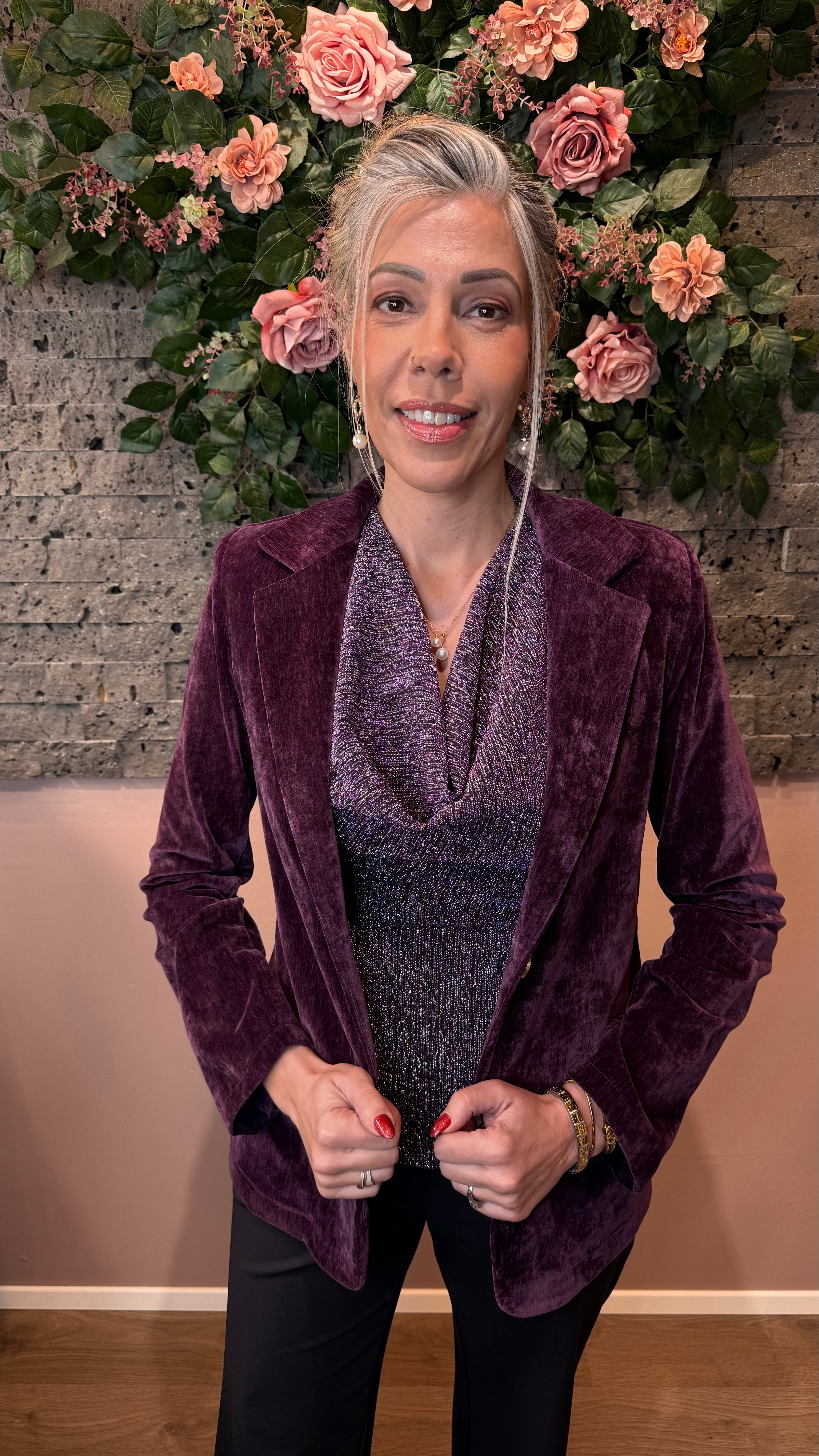 Fjólublár flauelisjakki