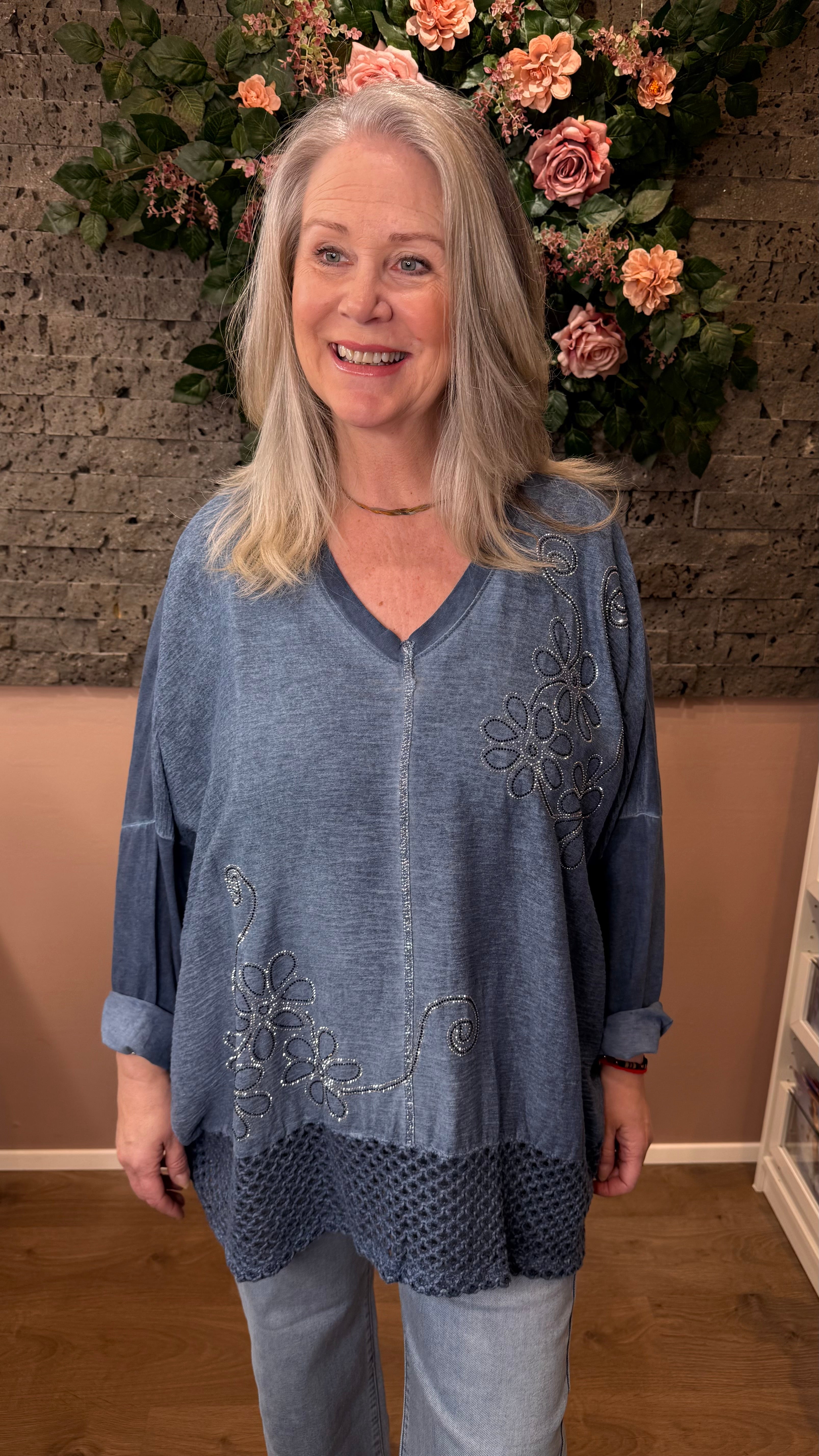 Bómullar túnika með glimmeri