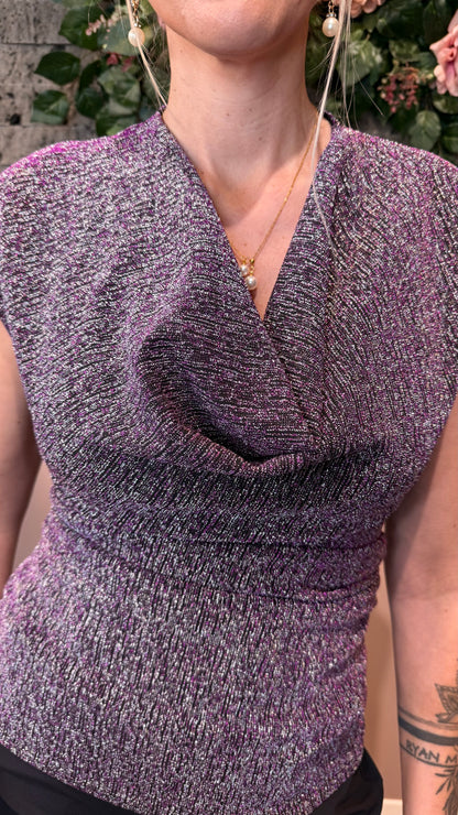 Fjólublár og silfurglimmer bolur