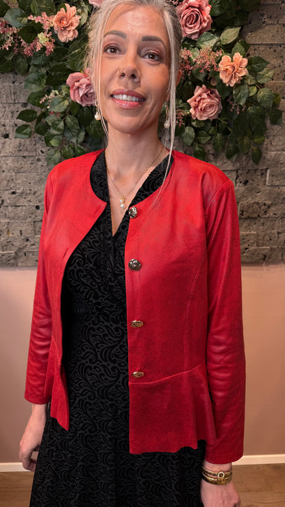 Vegan rúskinn jakki rauður