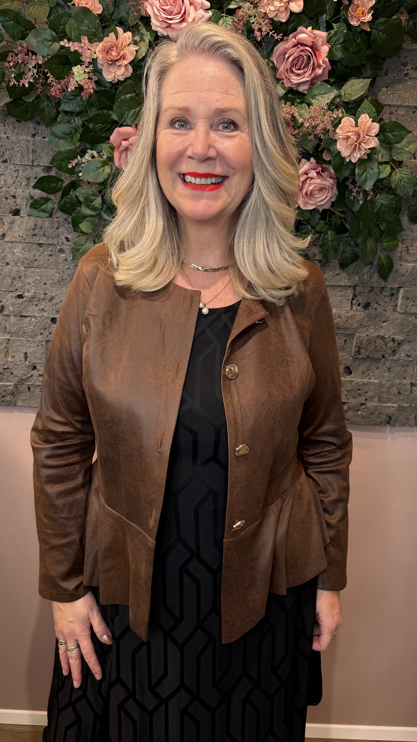 Vegan rúskinn jakki súkkulaðibrúnn