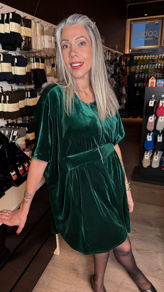 Mömmukjóllinn - grænn stuttur flauelis