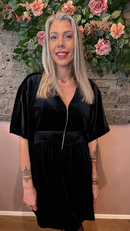 Mömmukjóllinn - svartur stuttur flauelis