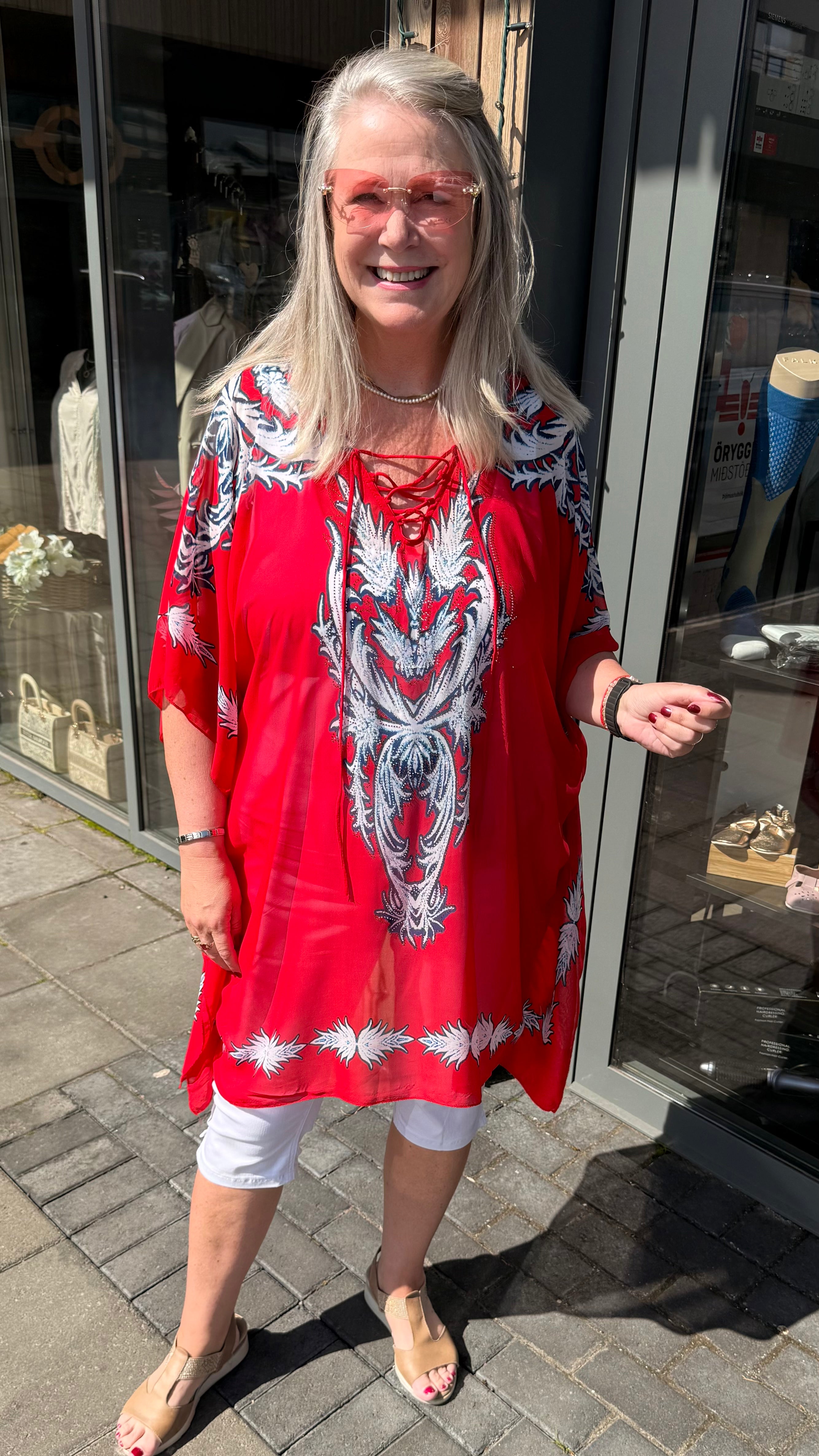 Kimono stuttur rauð hvít blá