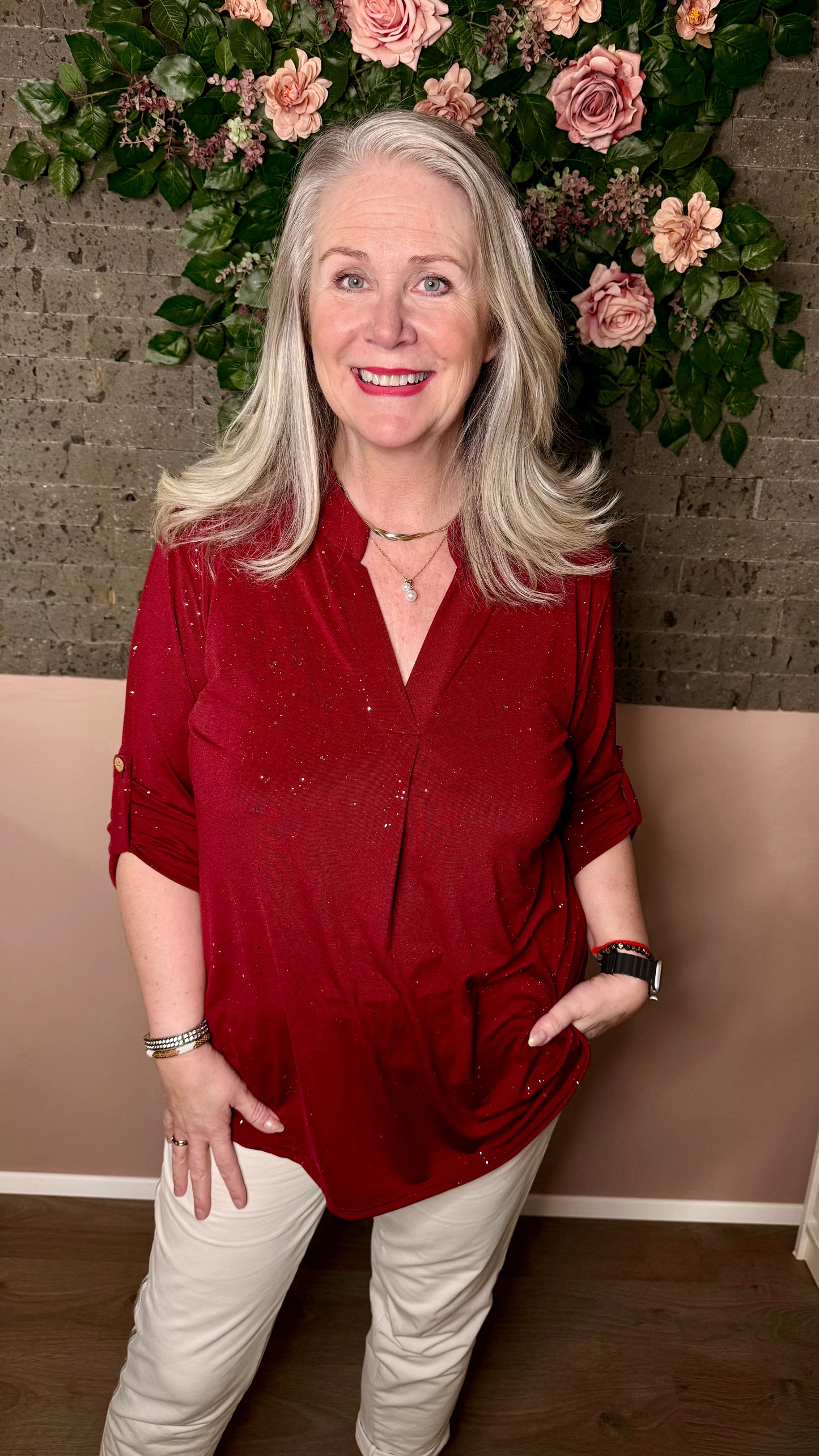 Mæju bolur með glimmer.