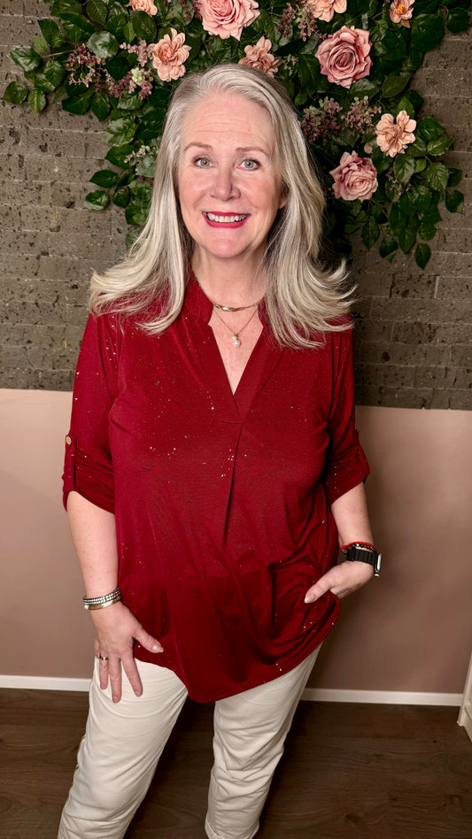 Mæju bolur með glimmer.