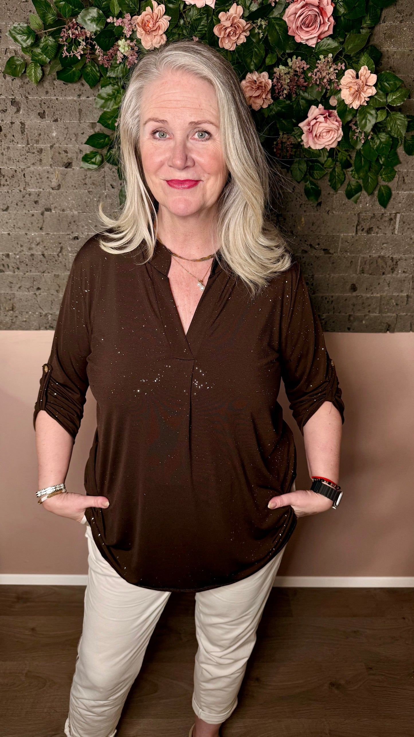 Mæju bolur með glimmer.