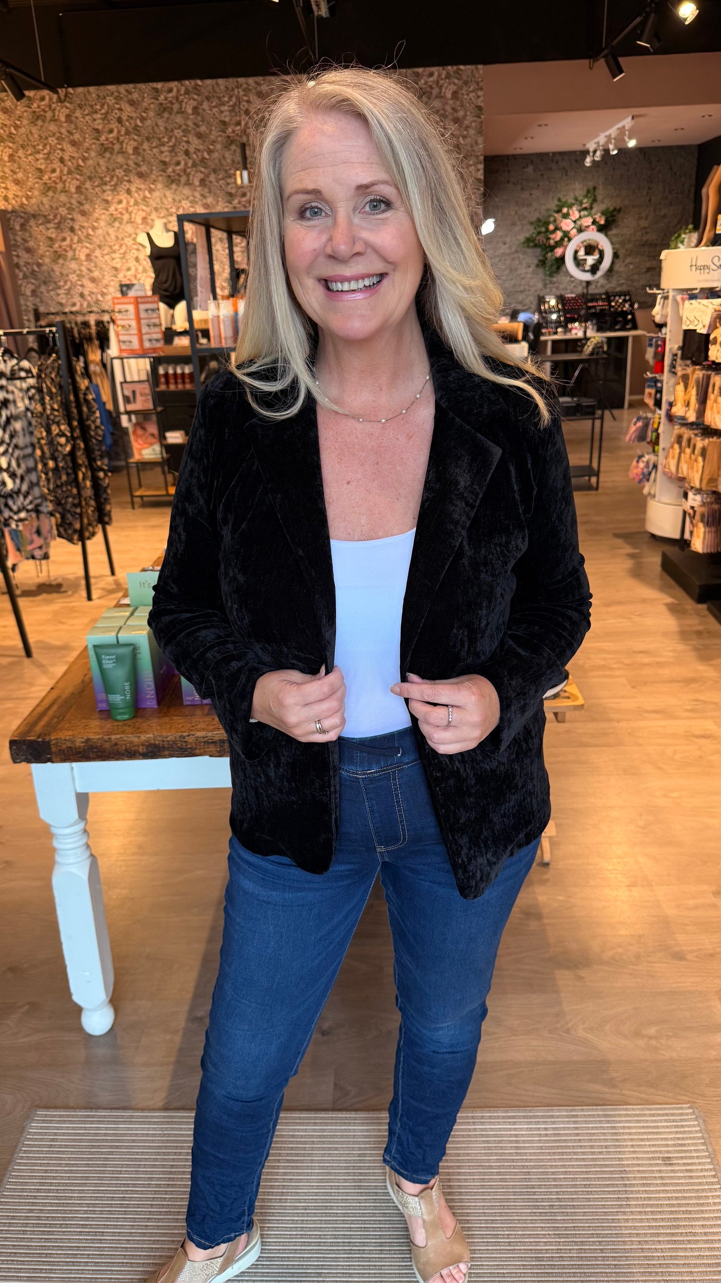 Jakki-klassískur- flauelisáferð-margir litir