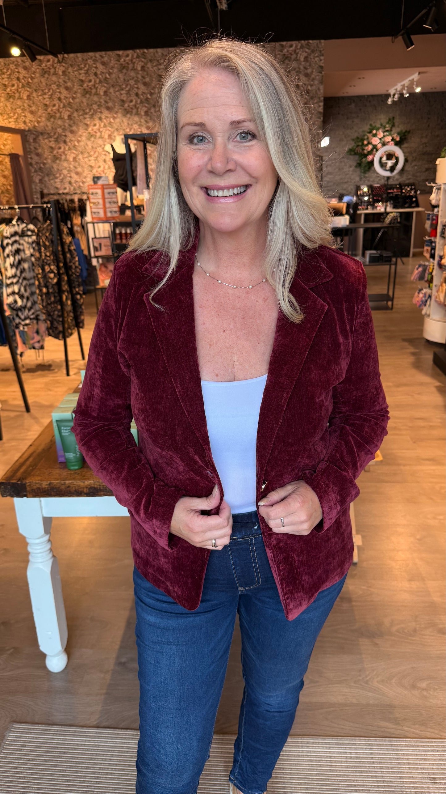 Jakki-klassískur- flauelisáferð-margir litir