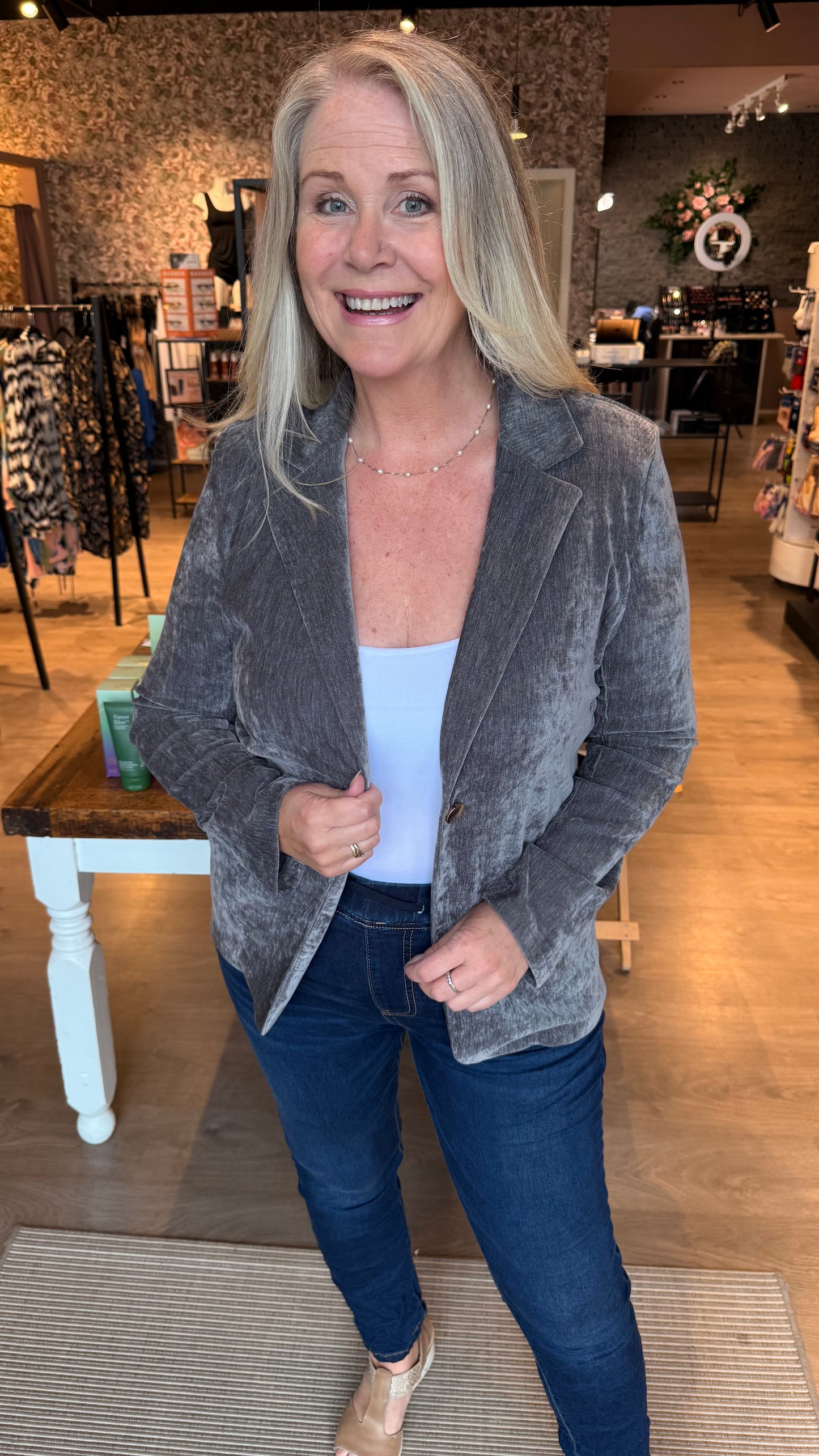 Jakki-klassískur- flauelisáferð-margir litir