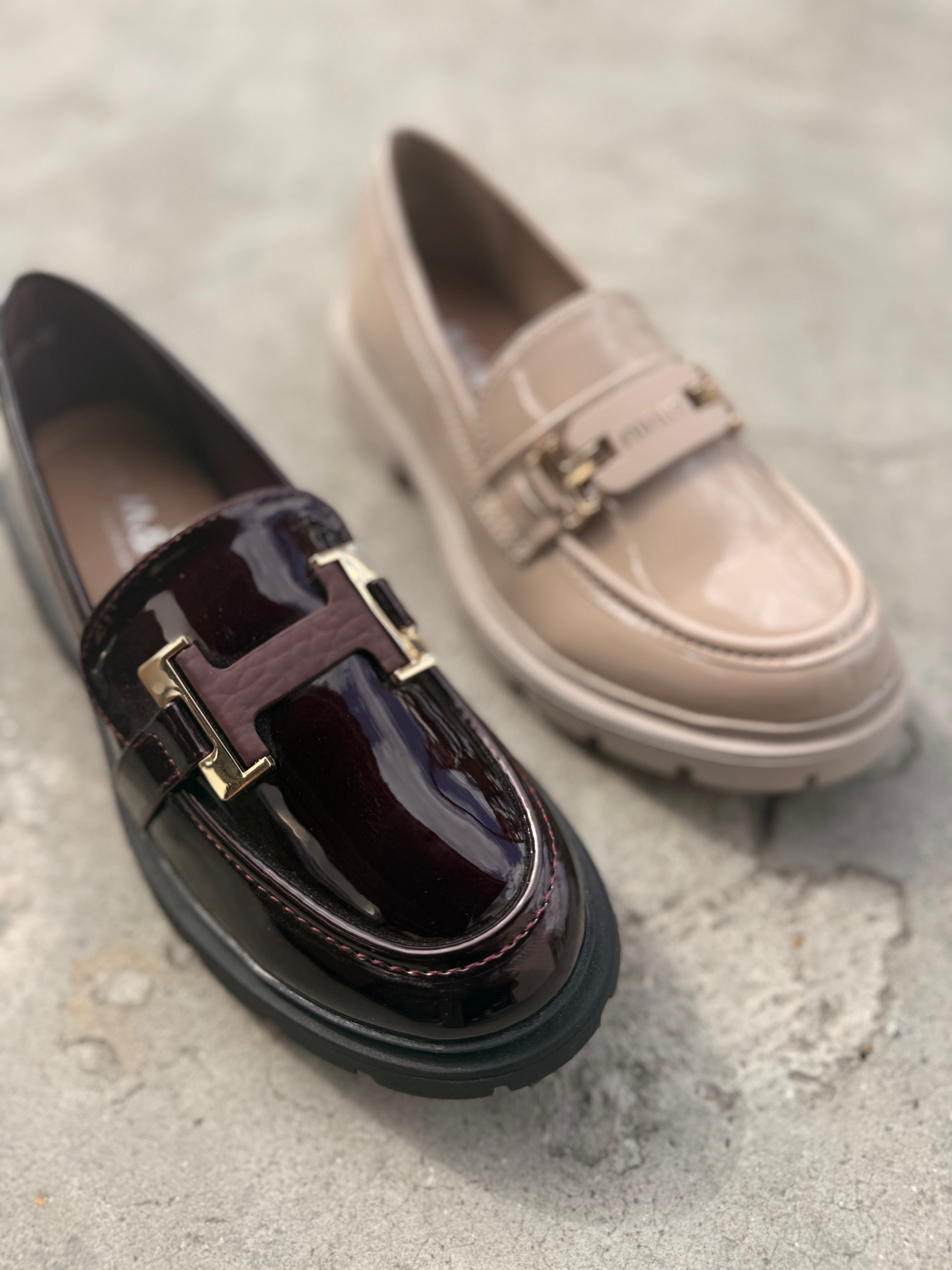 Mokkasía Vínrauður - beige