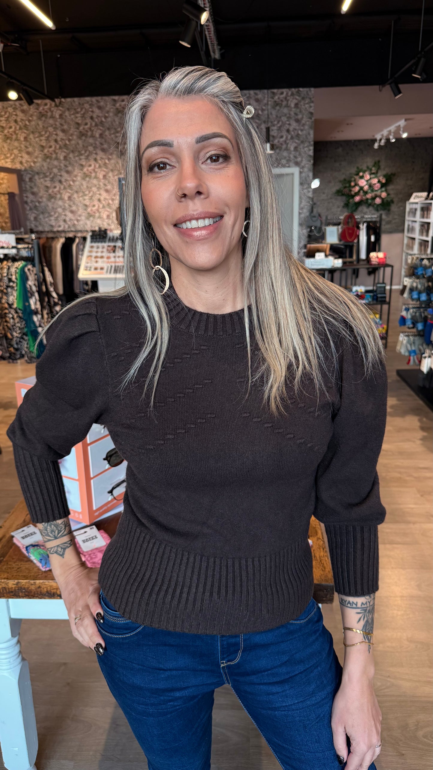 Peysa með púff ermum