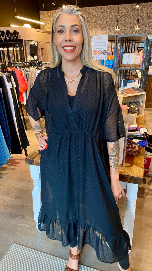 Liberté svartur gegnsær kjóll með doppu munstri