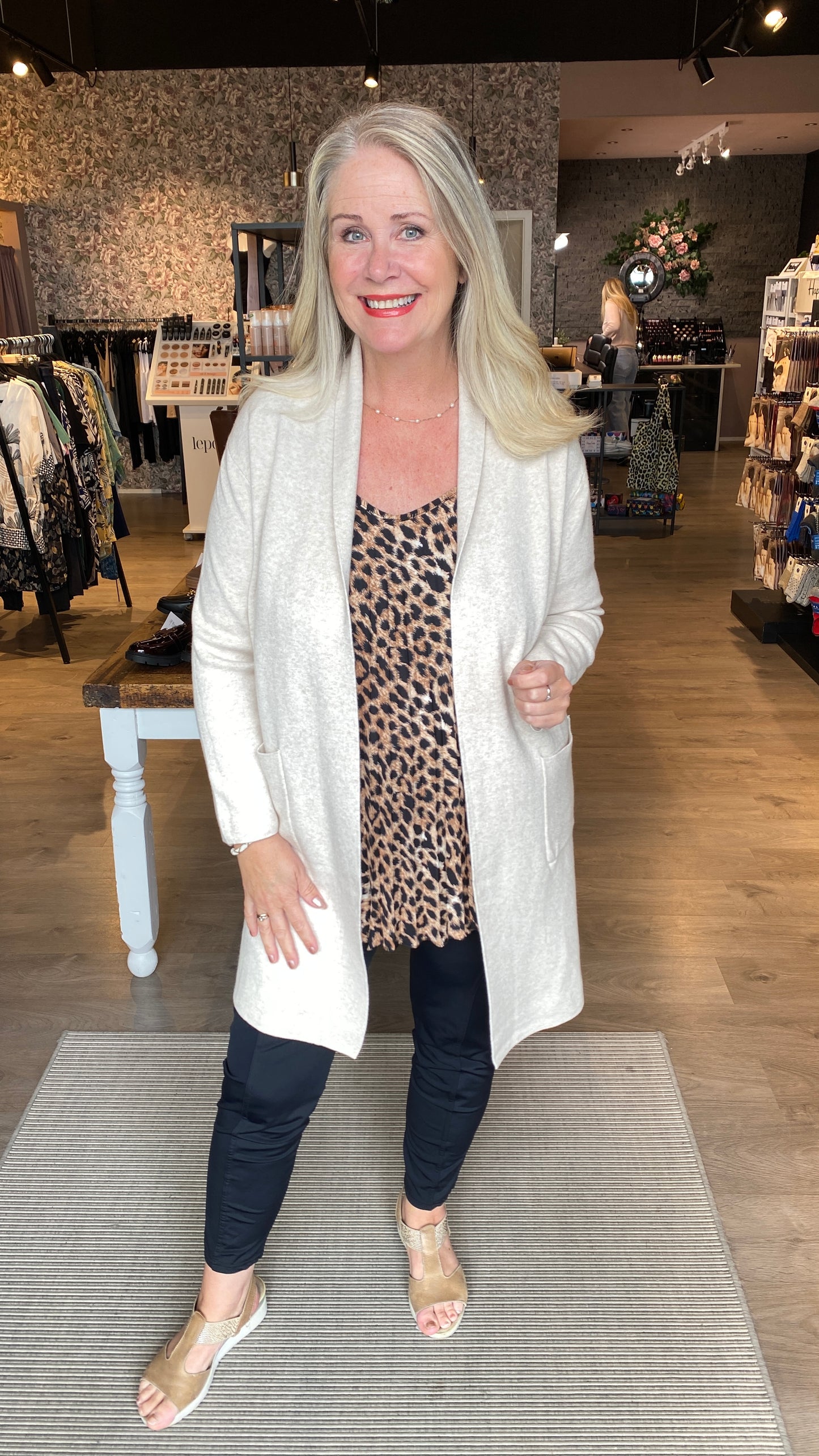 Opin síð jakka peysa