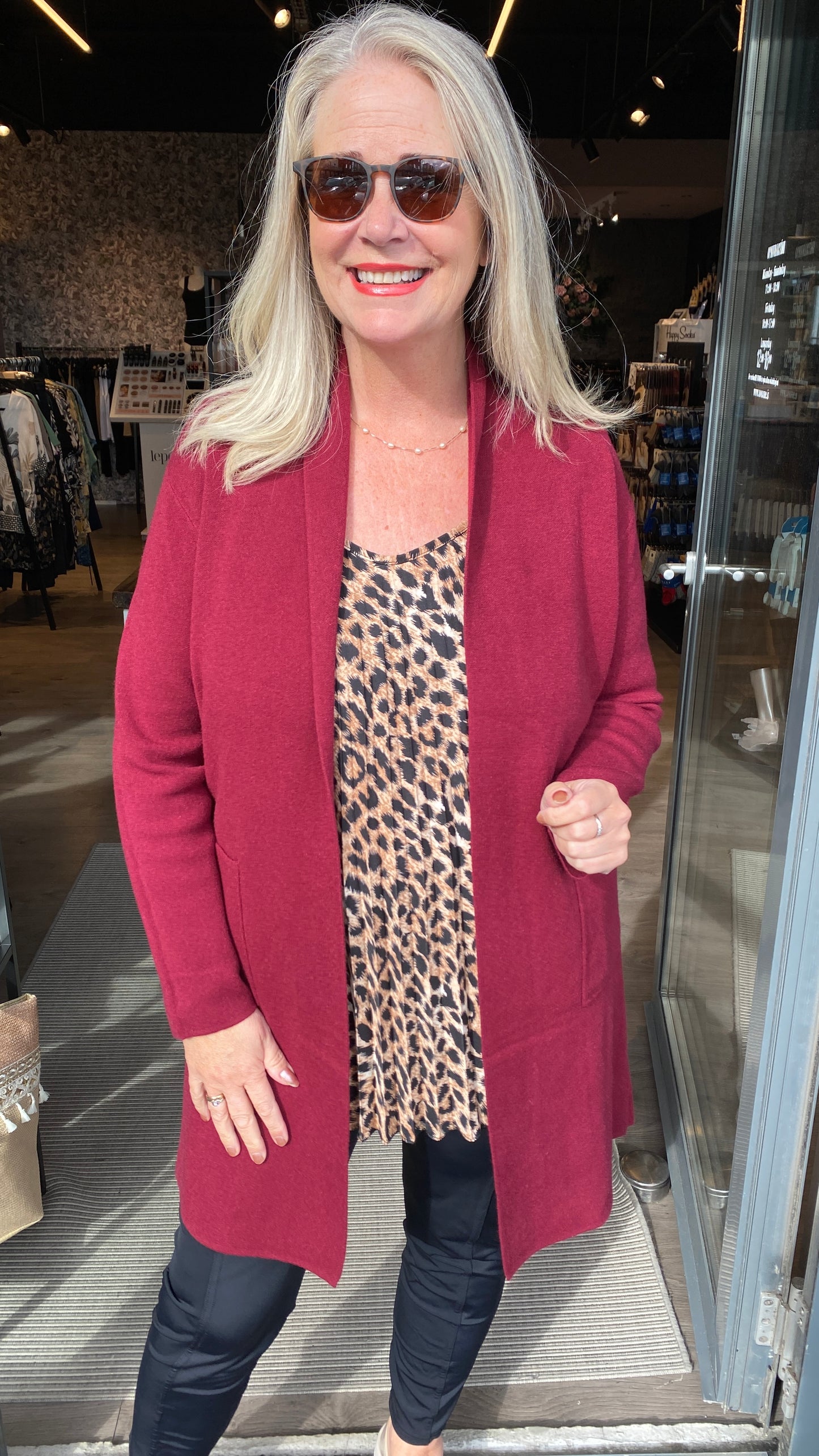 Opin síð jakka peysa