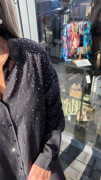 Skyrta með glimmer steinum