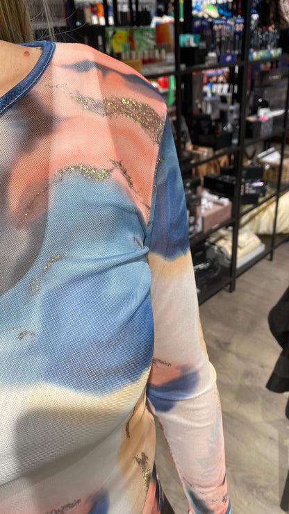 Mesh bolur í bleikum og bláum lit