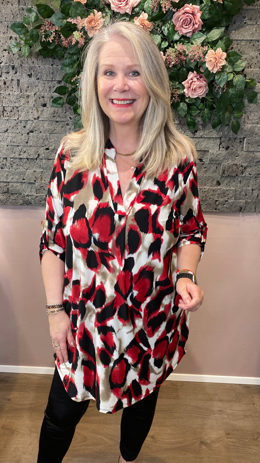 Mæju kjóll munstraður