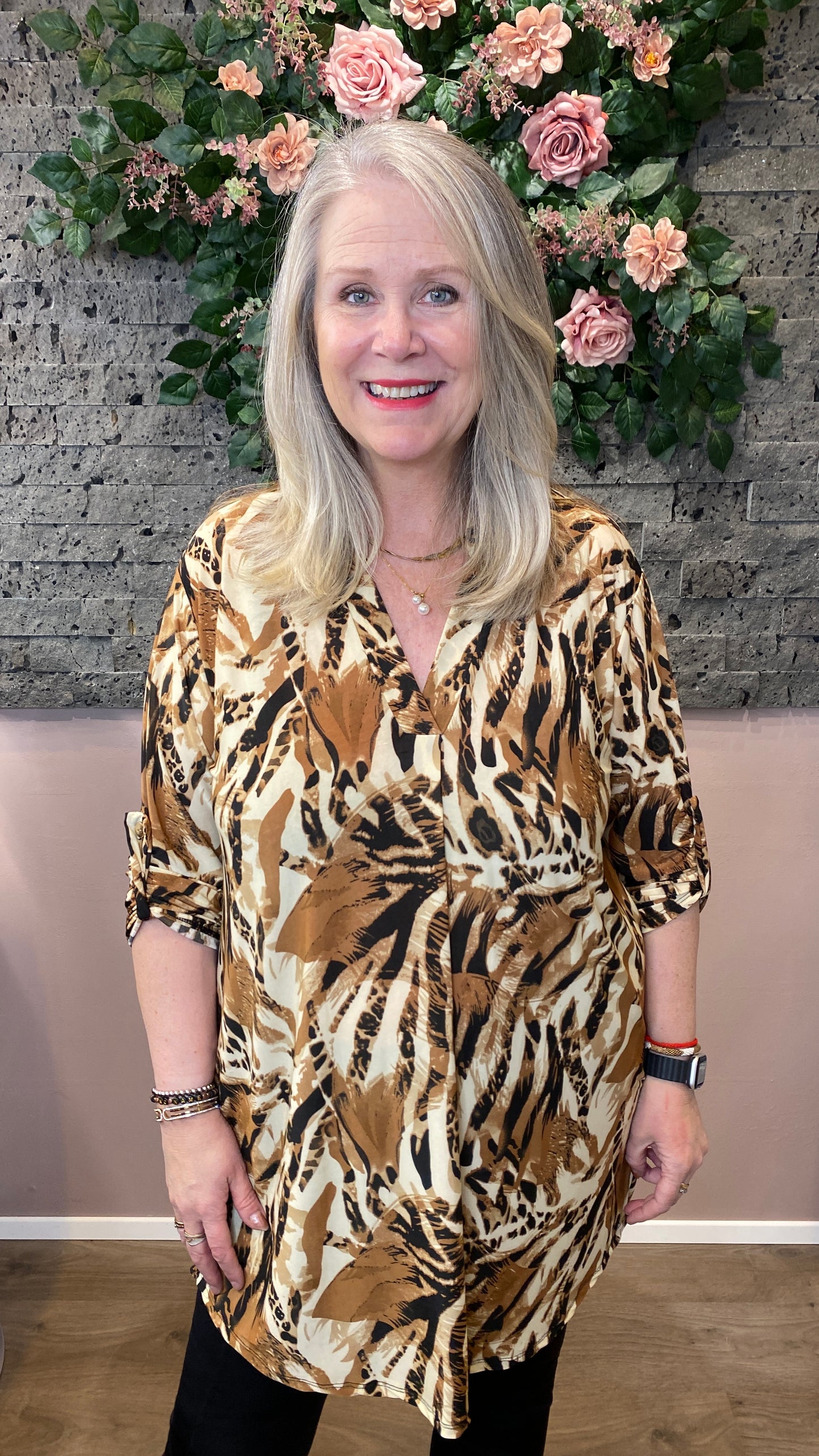 Mæju kjóll munstraður