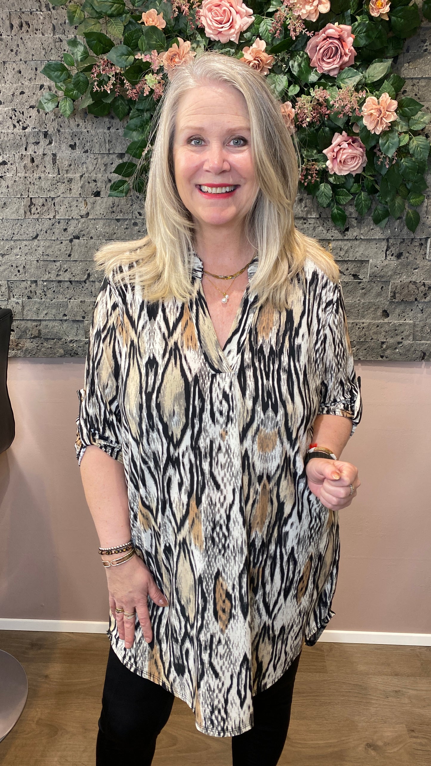 Mæju kjóll munstraður