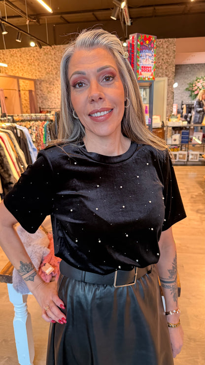 Spari stuttermabolur úr velour