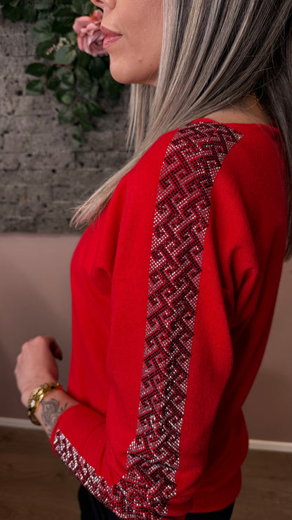 Peysa með glimmer rönd