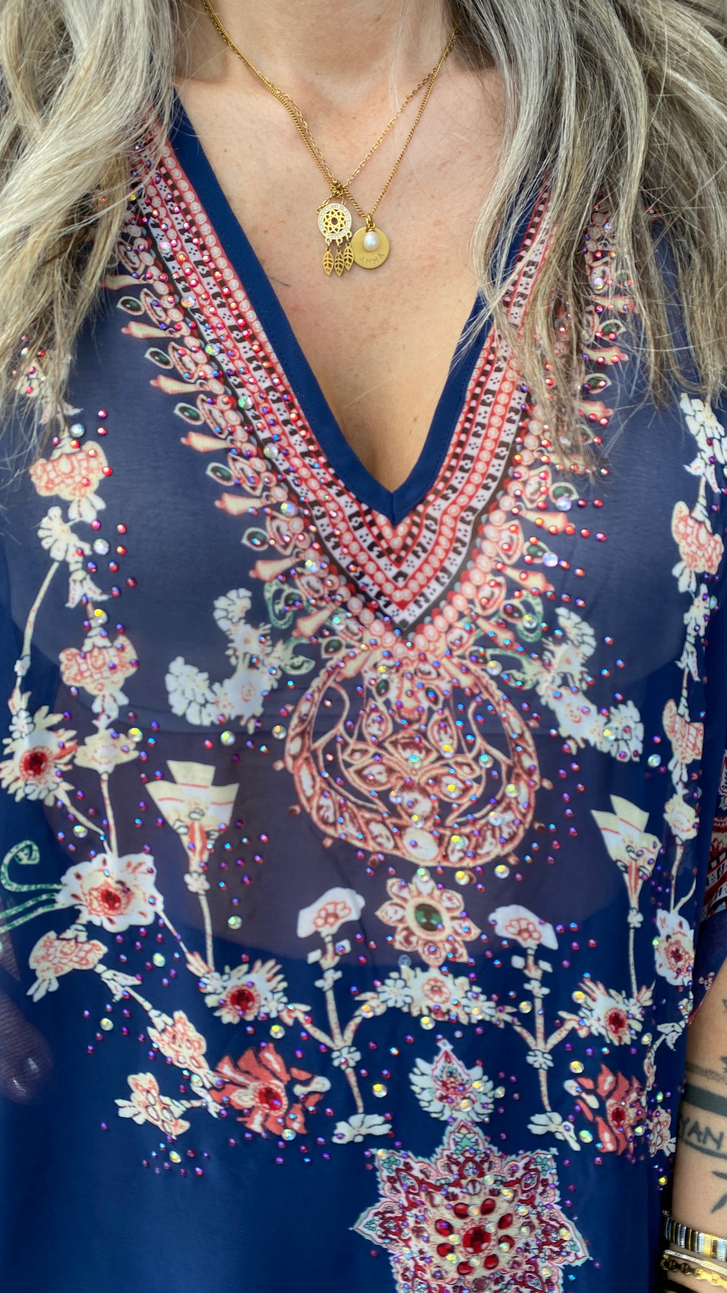 Kimono stuttur blár