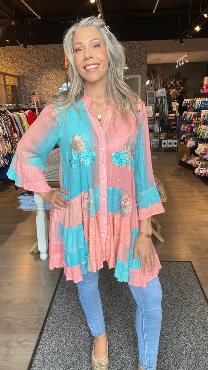 Hnepptur boho kjóll